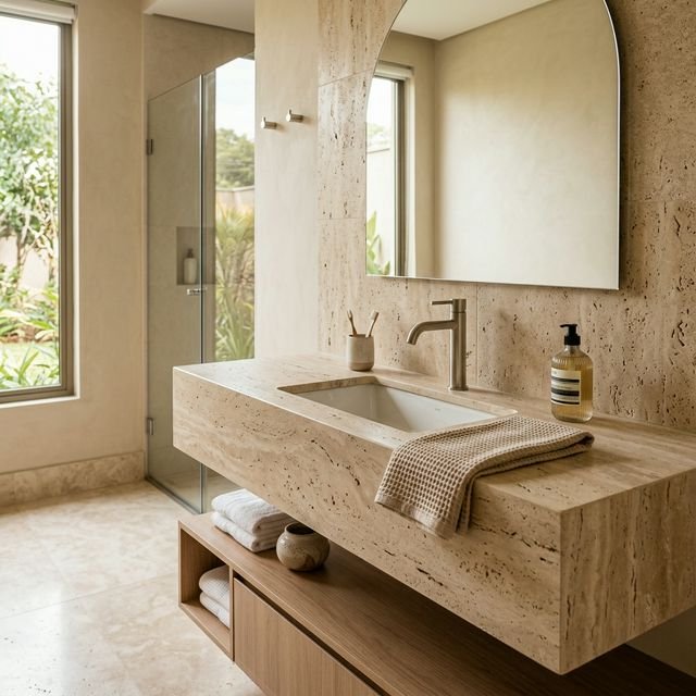 Lavatório em Mármore Travertino